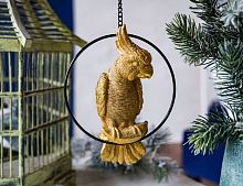 Ёлочная игрушка "Экзотическая птица - какаду", полистоун, золотая, 7x13.5x16 см, Kaemingk