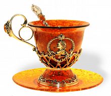 Чашка чайная "Пётр I" из янтаря, 9302/L
