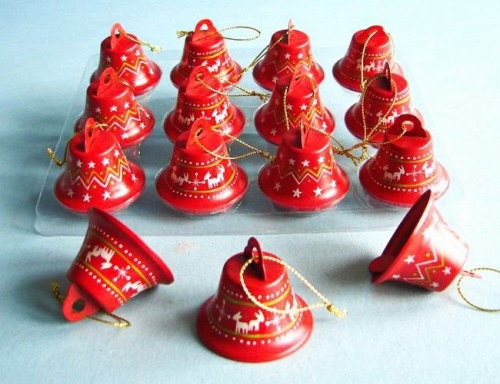 Набор ёлочных игрушек "Ансамбль колокольчиков", металл, красный, 5 см, 12 шт., Breitner фото 2