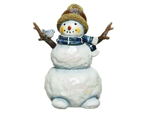 Новогодняя фигурка СНЕГОВИЧОК С ПТИЧКОЙ, полистоун, 14 см, Kaemingk (Decoris)