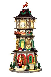 Рождественская часовая башня (свет, звук, динамика), 15.5x32.5x15.5 см, адаптер, LEMAX