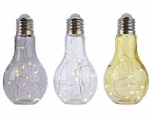 Мини-светильник "Стильная лампочка", 15 тёплых белых LED-огней, 9.5x18.5 см, разные модели, Kaemingk