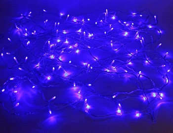 Электрогирлянда нить "Синие огоньки" 120 синих LED огней для улицы, 12+1,5 м, прозрачный провод, коннектор, SNOWHOUSE