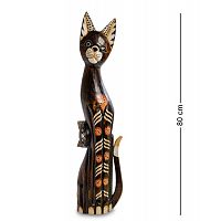 99-257 Статуэтка "Кошка с котенком" 80 см (албезия, о.Бали)