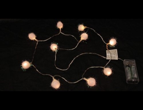 Электрогирлянда "Снежные шарики", 10 тёплых белых LED-огней, 90+30 см, батарейки, Kaemingk фото 4