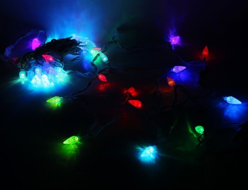 Светодиодная гирлянда "Шишки-х"амелеон, 50 RGB LED, 7.5+1.5 м, коннектор, белый провод, уличная, Rich LED фото 2