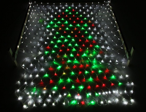 Световая декорация сетка "Елочка" 360 зеленых и белых LED огней 1,65х2,2 м, SNOWHOUSE фото 2