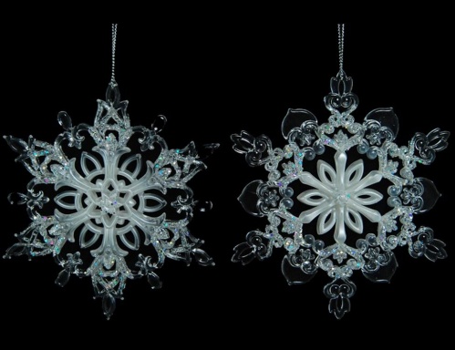Снежинка "Кружевная", акрил, бело-перламутровая, 13 см, в ассортименте, Crystal deco фото 2