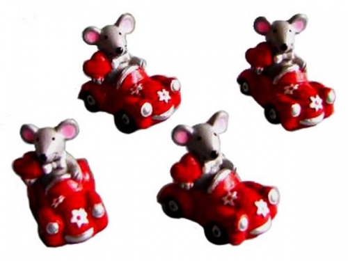 Набор мини-фигурок "Мышата в автомобильчиках", полистоун, 2.5 см (4 шт.), Breitner фото 2
