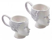Набор декоративных чашек "Миледи", керамика, белый, 10 см, 2 шт., EDG