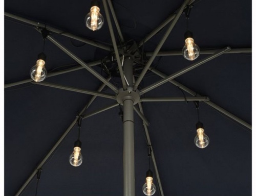 Ретро гирлянда UMBRELLA BULBS, 20 тёплых белых LED-ламп, 8 нитей по 1.2 м, чёрный провод, уличная, Kaemingk (Lumineo) фото 2