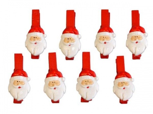 Набор декоративных прищепок "Санта", полистоун, 4.5 см (8 шт.), Breitner фото 2