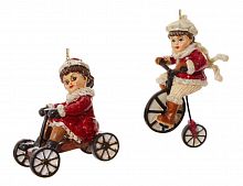 Ёлочная игрушка "Крошка-велосипедист", полистоун, красный, 9.5 см, разные модели, SHISHI