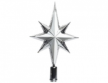Ёлочная верхушка "Рождественская звезда", серебряная, 6.5x14.5x25.5 см, Kaemingk