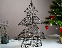 Декоративная светящаяся ЁЛКА ЛАНТИСЕЛЬ НУАР, металл, 30 тёплых белых LED-огней, 40 см, батарейки, Koopman International