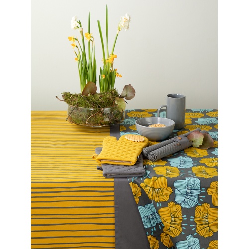 Дорожка на стол из хлопка серого цвета с принтом Цветы из коллекции prairie, 45х150 см фото 6