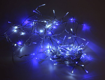 Светодиодная гирлянда нить Объемная 120 белых/синих LED ламп 9 м, прозрачный ПВХ, контроллер, IP44, Kaemingk (Lumineo)