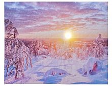 Светящаяся картина "Зимнее утро" (заснеженные деревья), тёплый белый LED-огонь мерцающий, 38х48 см, Kaemingk