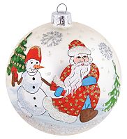 НФШ-1471/3 Ел.украшение Шар «Дед Мороз со снеговиком» 100 мм