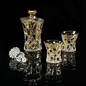 CASINO Комплект для виски: графин + 2 стакана, хрусталь/декор золото 24К