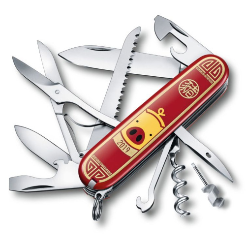 Нож Victorinox Huntsman LE 2019, 91 мм, 16 функций, красный, Year of the Pig" (подарочная упаковка)"