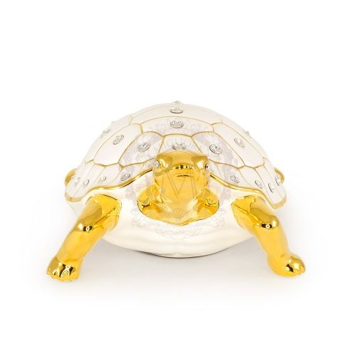 GIARDINO Статуэтка черепаха 31х22хН13 см, керамика, цвет белый, декор золото, swarovski фото 2
