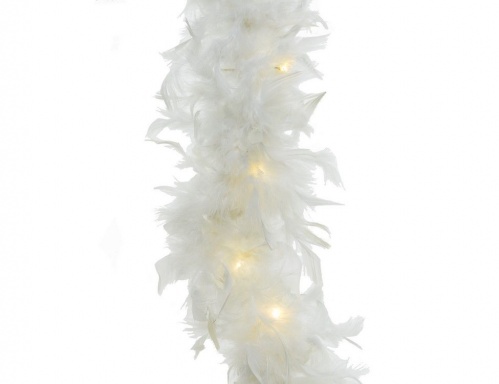 Электрогирлянда "Боа из перьев", белая, 20 тёплых белых микро LED-огней, 180+30 см, таймер, батарейки, Kaemingk
