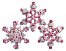 Набор ёлочных игрушек "Прянично-леденцовые снежинки", керамика, 13х13х2 см, 3 шт., Kurts Adler