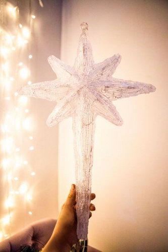 Подвесная фигура "Полярная звезда" мерцающая, акрил, 30 холодных белых LED-огней, 37x6.5x56 см, уличная, Kaemingk фото 2