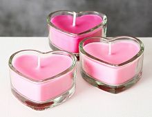 Декоративные свечи SWEET ROMANTIC в стеклянных подсвечниках, розовые, 4 см (набор - 3 шт.), Boltze