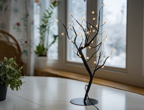 Мини-деревце "Звёздное тепло", 48 тёплых белых микро LED-огней, 0.45+3 м, Koopman International фото 4