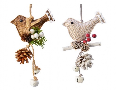 Ёлочная игрушка "Птичка с сувенирами", 4.5x11x20 см, разные модели, Kaemingk