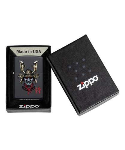 Зажигалка Zippo Samurai Helmet Design, покрытие Black Matte, латунь/сталь, чёрная, матовая фото 2