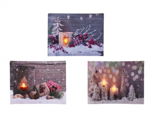 Светящееся панно "Зимний контраст", тёплые белые LED-огни, 20х15 см, батарейки, Koopman International фото 2