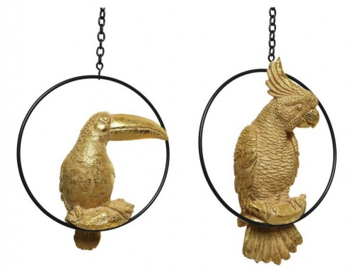 Ёлочная игрушка "Экзотическая птица - тукан", полистоун, золотая, 7x13.5x16 см, Kaemingk фото 3