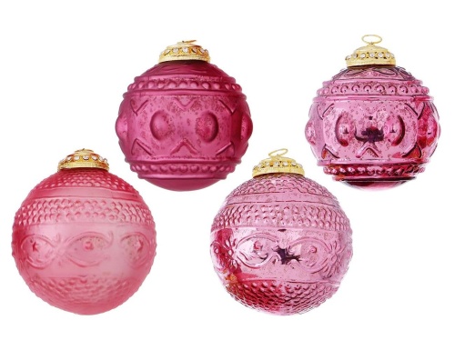 Набор коллекционных ёлочных шаров РОСА АННАТА, стекло, розовые, 10 см (упаковка 8 шт.), Boltze фото 2
