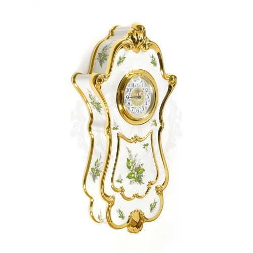 PRIMAVERA Часы настенные 34х12хН63 см, керамика, цвет белый, декор золото фото 2
