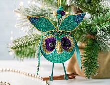 Ёлочная игрушка ПАВЛИНЬЯ СОВА, полиэстер, 14 см, Winter Deco