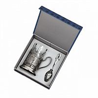 Подстаканник от "Водолей" из нержавеющей стали и хрусталя, с декоративными элементами длиной 65 см, цвет: Серый