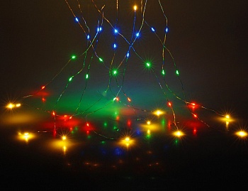 Гирлянда "Лучи" (роса), 300 разноцветных mini LED-ламп, 10*3+5 м, серебряный провод, уличная, Koopman International