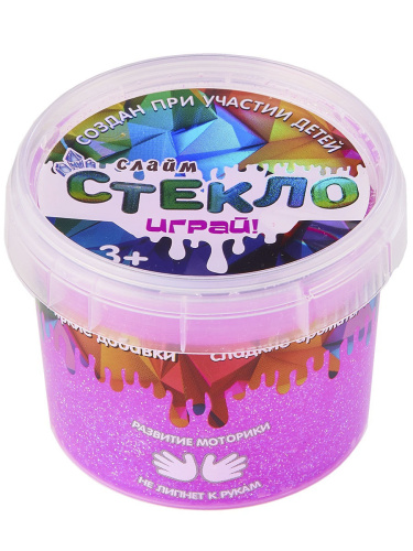 Слайм "Стекло" с малиновыми блестками, 100 гр