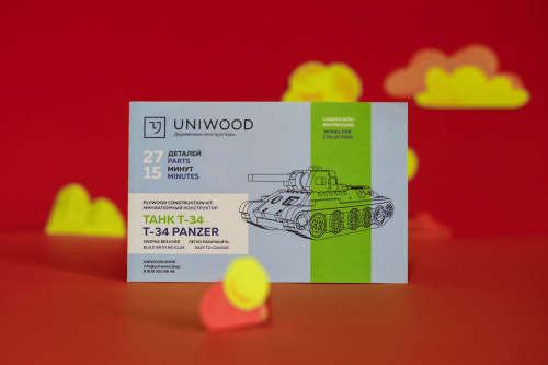 Деревянный конструктор UNIWOOD UNIT "Танк Т-34" фото 2