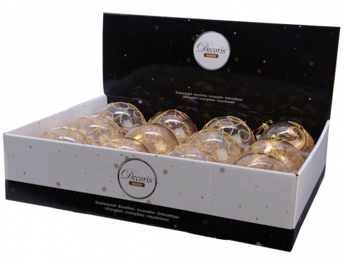 Набор пластиковых шаров "Золотые грёзы", прозрачные, 100 мм, упаковка 12 шт., Kaemingk фото 2