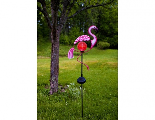 Садовый светильник-опора для растений "Фламинго", красная LED-лампа, солнечная батарея, 80х21 см, STAR trading фото 3