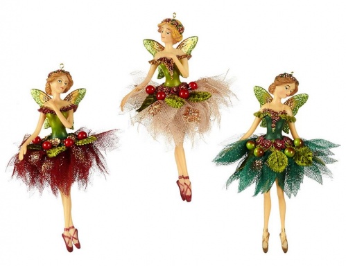 Ёлочная игрушка "Ягодная фея балерина", полистоун, текстиль, 15 см, Goodwill