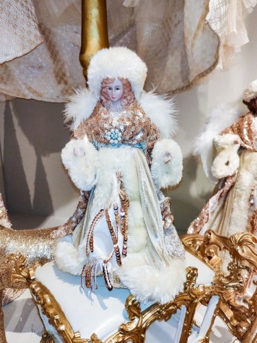 Новогодняя фигурка - ёлочная верхушка "Ангел кассия", фарфор, текстиль, розовое золото, Goodwill фото 2