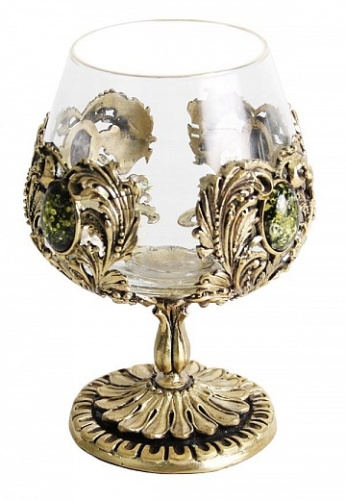 Набор из двух бокалов для коньяка с искусственным камнем (Янтарь зелёный) деревянная шкатулка фото 15