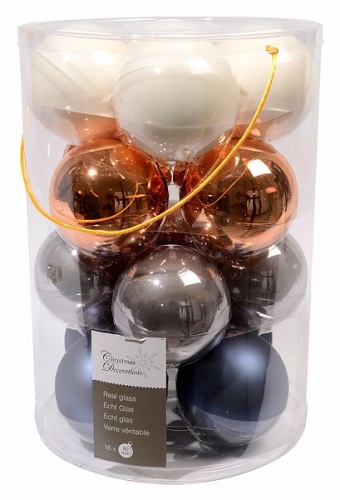 Коллекция стеклянных шаров Краски Зимнего города, 16 шт (Kaemingk)