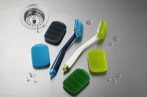 Щетка для мытья посуды cleantech с запасной насадкой, синяя фото 7