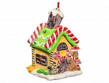 Ёлочная игрушка "Шоколадно-пряничный домик"  с подсветкой LED-огнями, полирезин, 6х6х8 см, Forest Market